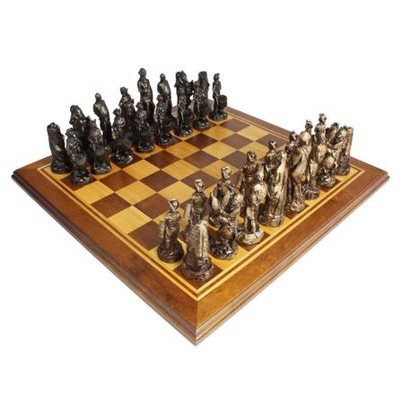 Tabuleiro de xadrez luxo a cruzada 32 pecas de ferro verito