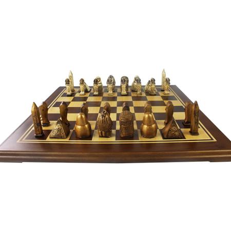 Jogo de Xadrez Egipcio Luxo 32 Peças Prata e Dourado 52 x 52 cm Importado –  Bilharmais®