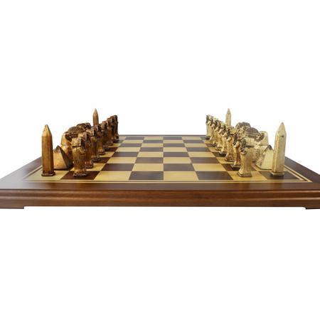 Jogo de Xadrez Egipcio Luxo 32 Peças Prata e Dourado 52 x 52 cm Importado –  Bilharmais®