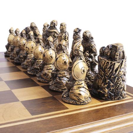 Jogo de Xadrez Medieval Luxo 32 Peças Prata e Dourado 35 x 35 cm Importado  – Bilharmais®