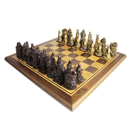 Jogo de Xadrez Egipcio Luxo 32 Peças Prata e Dourado 52 x 52 cm Importado –  Bilharmais®