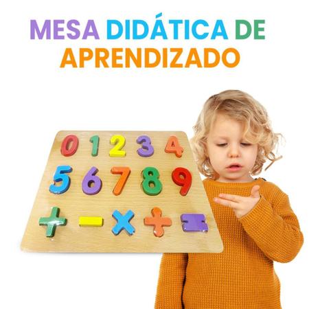 Tabuleiro Com Números E Sinais Educativo Peças De Encaixe Matemática  Divertida Móveis Em Madeira MDF Didático Escola Maninho Brinquedos Presente  Criança Bebê