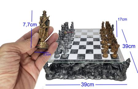 Jogo Tabuleiro De Xadrez Luxo Cavaleiros Medievais 3d 36 Pcs - Eco