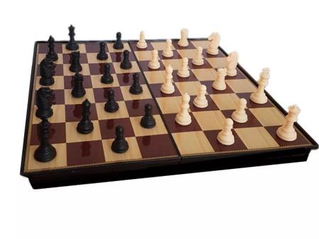 Tabuleiro xadrez magnético - Braúna chess - Jogo de Dominó, Dama e