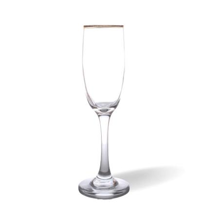 Imagem de Taça 160Ml De Vidro Para Champagne Borda Dourada