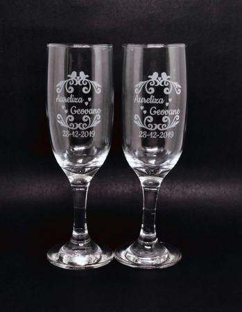 Imagem de taça de champanhe vidro jateado