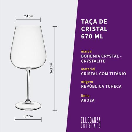 Imagem de Taça De Cristal Bohemia Para Vinho 670 Ml Ardea 1 Peça