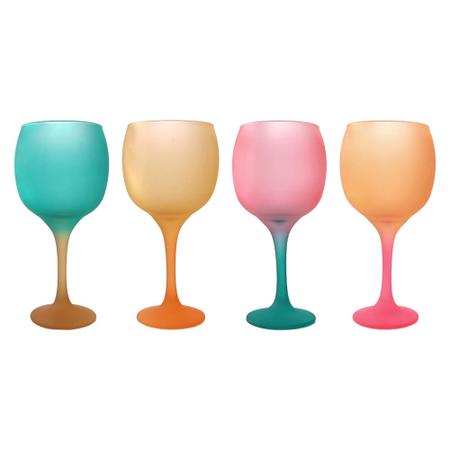 Imagem de Taça de gin de vidro colorida 615ml rosa, verde ou dourada para drinks grande de cozinha