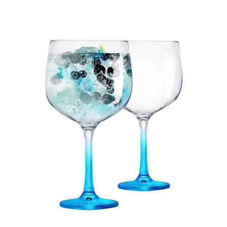 Imagem de Taça de Gin Degrade de Vidro 650ml Azul 2 Pcs