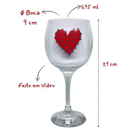 Imagem de Taça Grande Romântica Em Vidro 615mL  AllMix  Para Vinho, Gin Tônica, Drinks - Frases A Escolher