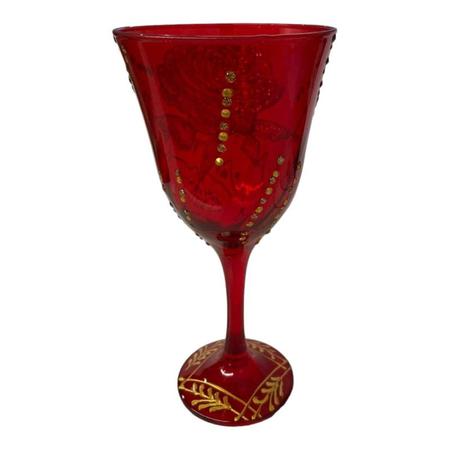 Imagem de Taça Lírio Cigana Pomba Gira Rosa Vermelha Luxo Vidro 330ml