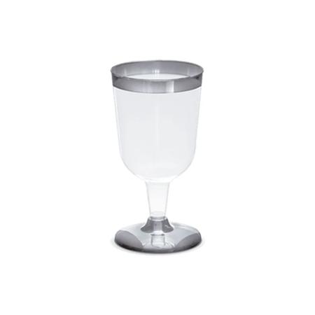 Imagem de Taça para Vinho Borda Prata - 12 unidades - 210 ml - Silver Festas