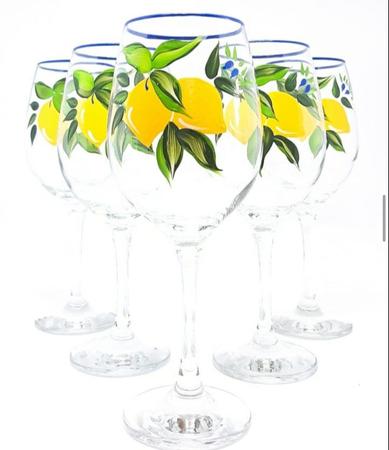 Imagem de Taça para Vinho Limão Siciliano - Pintada a mão - Un