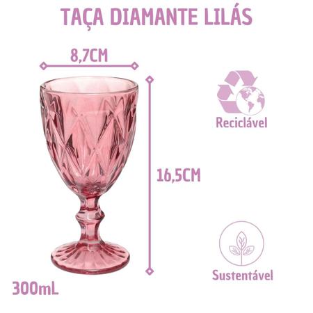 Taças Diamante Copos Vidro Lilás Bico De Jaca 300ml 24 Unidade - QUALITY HOUSE Imagem de Taças Diamante Copos Vidro Lilás Bico De Jaca 300ml 24 Unidade
