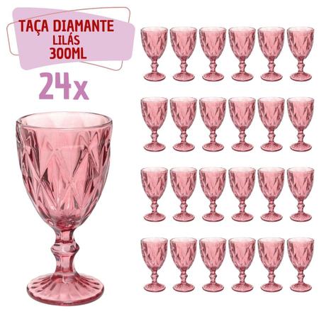 Taças Diamante Copos Vidro Lilás Bico De Jaca 300ml 24 Unidade - QUALITY HOUSE Imagem de Taças Diamante Copos Vidro Lilás Bico De Jaca 300ml 24 Unidade