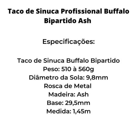 Taco Sinuca Bilhar Bipartido 1,45m Madeira Ash + Giz Maxxi