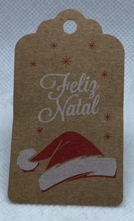 Imagem de Tag Natal Touca Noel Kraft 100 Unidades + Cordão
