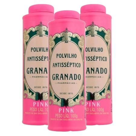 Imagem de Talco Polvilho Antisséptico para os pés Granado Pink 100g - Kit 3 Unidades