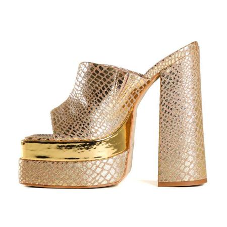 Tamanco Zariff Meia Pata Croco Dourado Imagem de Tamanco Zariff Meia Pata Croco Dourado
