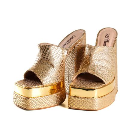 Tamanco Zariff Meia Pata Croco Dourado Imagem de Tamanco Zariff Meia Pata Croco Dourado