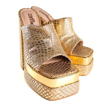 Tamanco Zariff Meia Pata Croco Dourado Imagem de Tamanco Zariff Meia Pata Croco Dourado