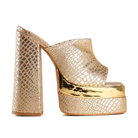 Tamanco Zariff Meia Pata Croco Dourado Imagem de Tamanco Zariff Meia Pata Croco Dourado
