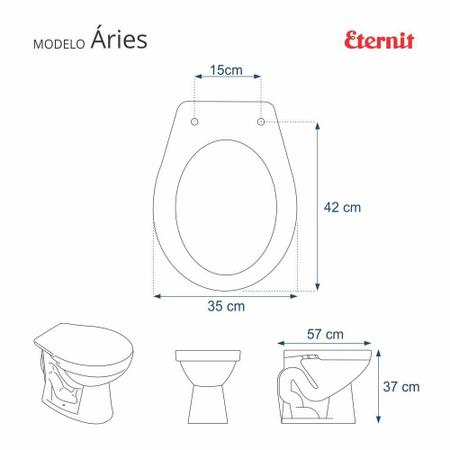 Imagem de Tampa de Privada Aries Bege Claro para louça Eternit 6lpf