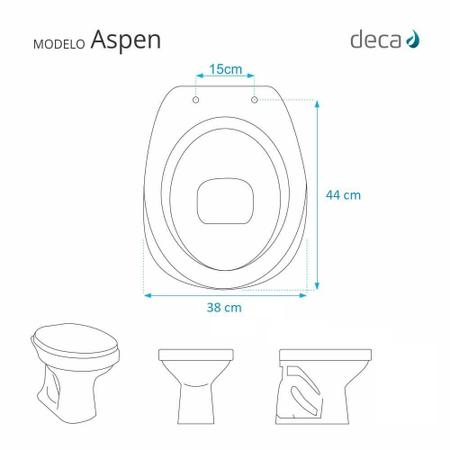 Imagem de Tampa de Vaso Sanitário Aspen Creme (Bege Claro) para bacia Deca