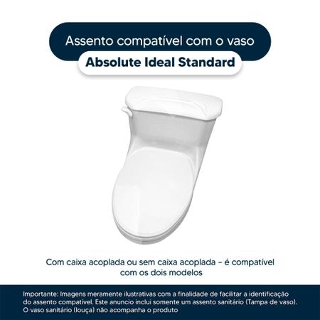 Imagem de Tampa de Vaso Sanitário com Amortecedor Absolute Preto para vaso Ideal Standard