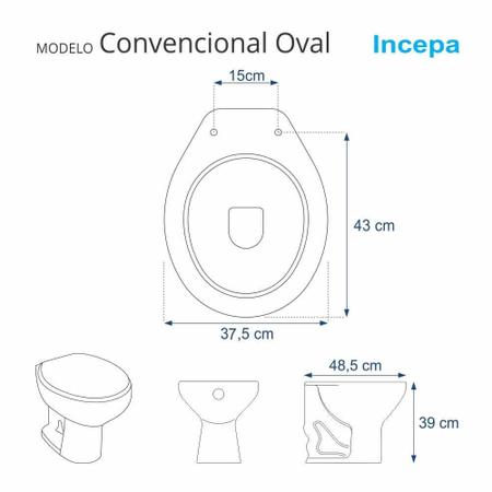 Imagem de Tampa de Vaso Sanitário com Amortecedor Convencional Oval Branco para Bacia Incepa