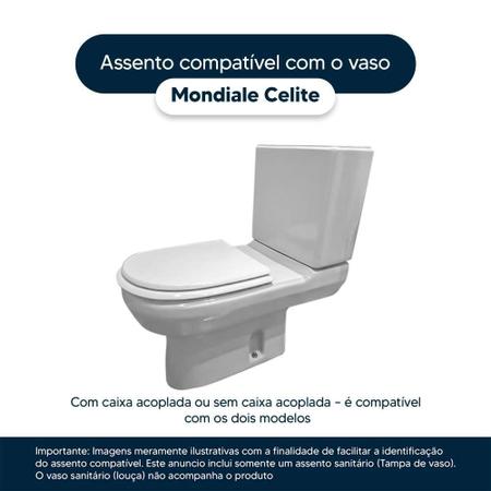 Imagem de Tampa de Vaso Sanitário com Amortecedor Mondiale Pergamon (Bege Claro) para vaso Celite