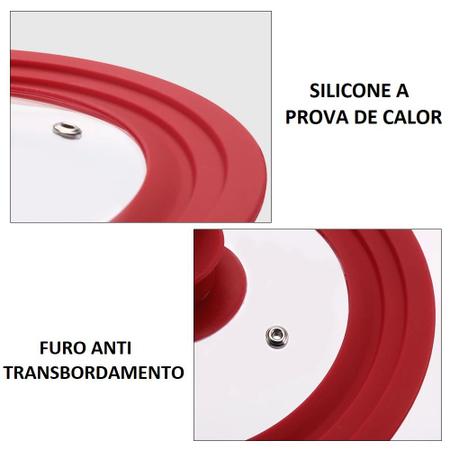 Imagem de Tampa de Vidro Panela Silicone Frigideira 20-22-24 cm Cinza