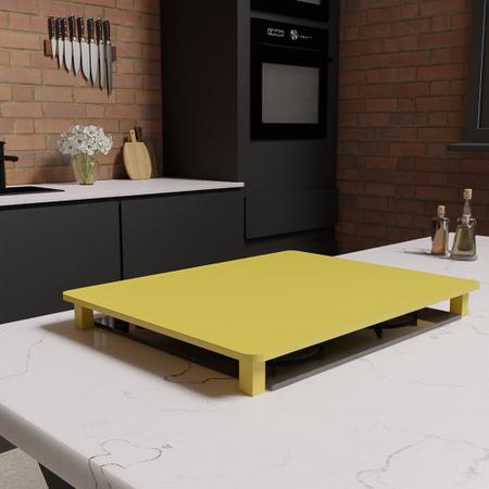 Imagem de Tampa para Cooktop 2 Bocas 29 x 51 cm Parise Madeira MDF Laqueado Amarelo