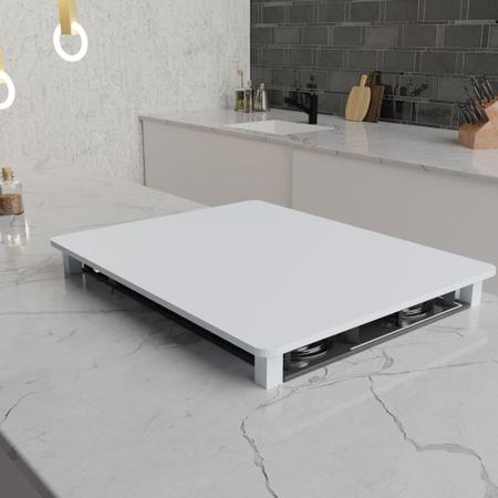 Imagem de Tampa para Cooktop 2 Bocas 29 x 51 cm Parise Madeira MDF Laqueado Branco