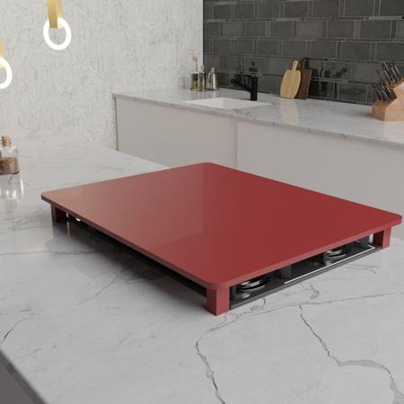 Imagem de Tampa para Cooktop 4 Bocas 60 x 48 cm Fischer Madeira MDF Laqueado Vermelho