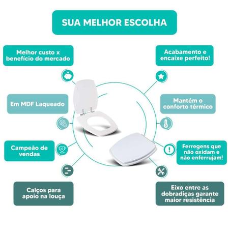 Imagem de Tampa Vaso Sanitário Madeira Laqueada Thema Branco para bacia Incepa