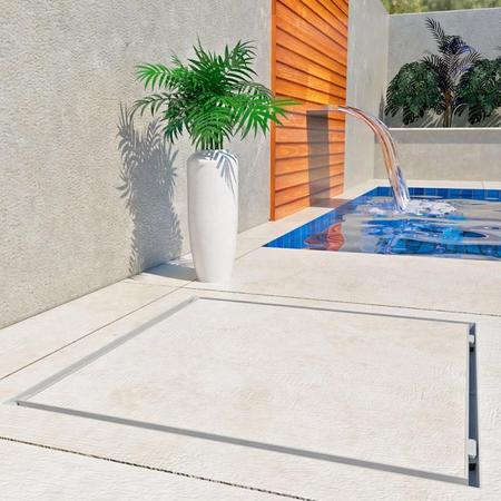 Imagem de Tampão 90 x 90 CM Rebaixado Articulado Grelha Invisível p/ Casa Máquinas Piscinas 371903 Cinza GDA