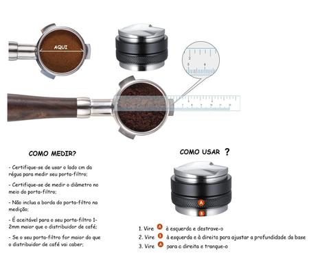 Imagem de Tamper de café Compactador distribuidor ajustável duplo para cafeteira Expresso 53mm em Inox