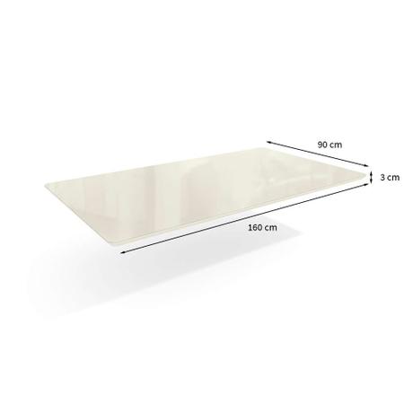 Imagem de Tampo para Mesa de Jantar Retangular com Vidro Tanna Off White 160 cm