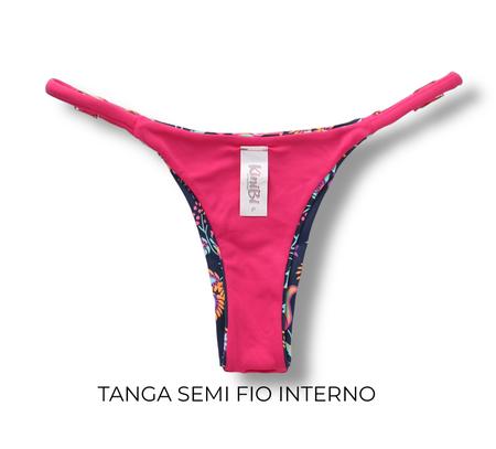 Imagem de Tanga Mia Bosque  Biquíni Estampado  Semi Fio  Tira Fina Regulável  Marquinha de Fita  Detalhe Pink