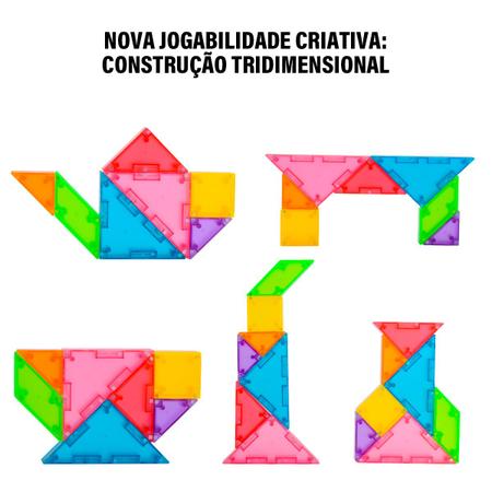 Imagem de Tangram Blocos De Montar Magnético Brinquedo Educativo Infantil Jogo Formas Geometricas Escolar Pedagógico