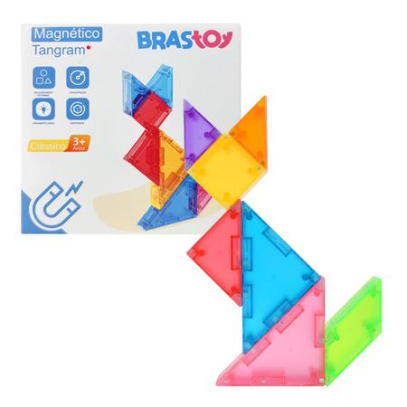 Imagem de Tangram Blocos De Montar Magnético Brinquedo Educativo Infantil Jogo Formas Geometricas Escolar Pedagógico