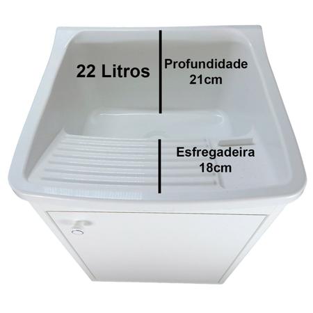 Imagem de Tanque 22L C/ Gabinete 46cm 1 Porta + Sifão Entregue Montado