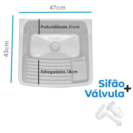 Imagem de Tanque De Lavanderia Com Gabinete 100% MDF + Sifão + Válvula