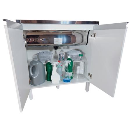 Imagem de Tanque de lavar Grande em Inox 47L Com Gabinete MDF 82cm