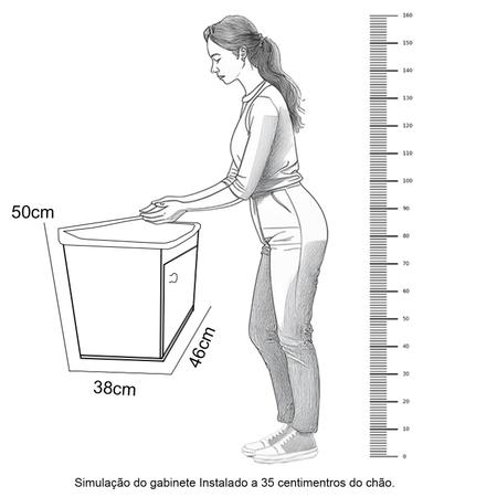 Imagem de  Tanque de Lavar Plástico 22L Com Gabinete MDF Para Parede 46cm