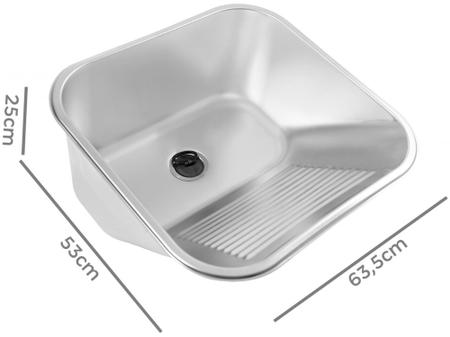 Imagem de Tanque Inox Acetinado de Embutir GhelPlus - 55L 63,5x53cm Premium Monobloco