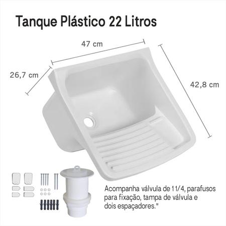 Imagem de Tanque Lavar Roupas Plástico 47 X 43cm Astra + Sifãos