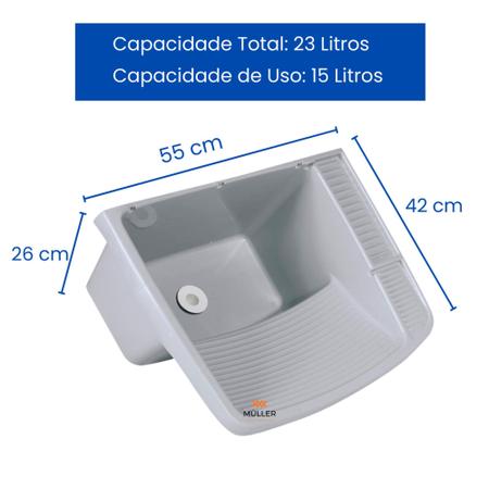 Imagem de Tanque Plastico para Lavar Roupas + Sifão + Torneira Herc