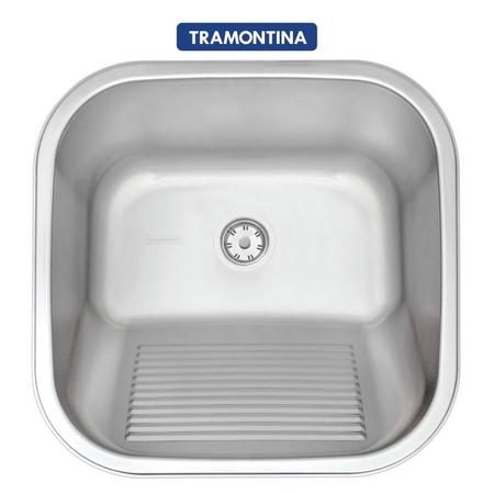 Imagem de Tanque Tramontina Hera 25 L 40x40 Aço Inox Acetinado Fosco com Válvula e Sifão Docol Lavanderia Encaixe Sobrepor Embutir 94403107